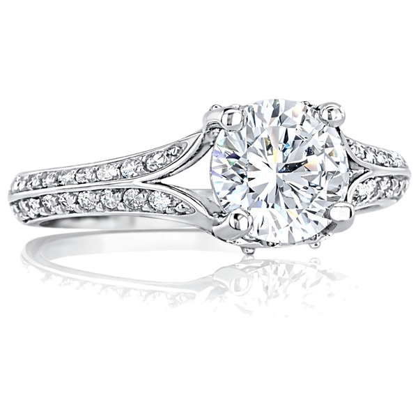 Fehér arany oldalköves eljegyzési gyűrű