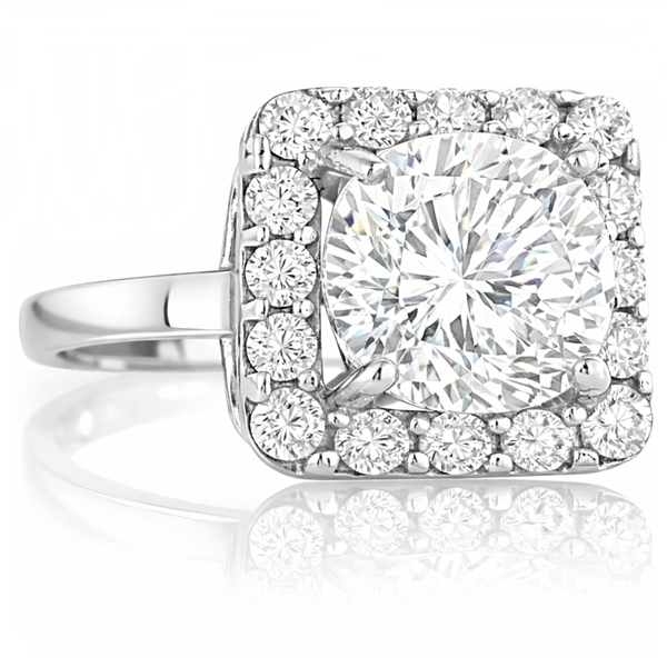 Fehér arany halo eljegyzési gyűrű