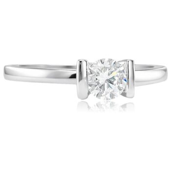 Fehér arany eljegyzési gyűrű letisztult foglalattal