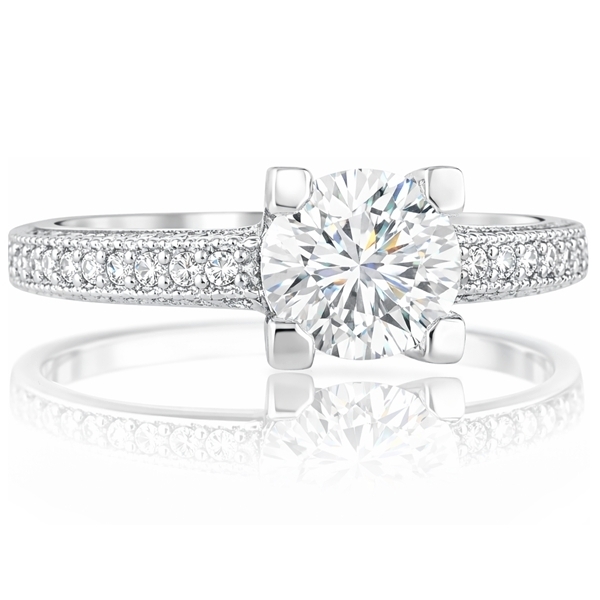 Fehér arany oldalköves eljegyzési gyűrű