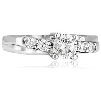 Fehér arany oldalköves eljegyzési gyűrű