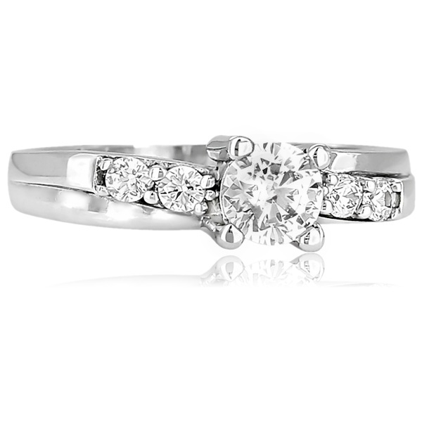 Fehér arany oldalköves eljegyzési gyűrű