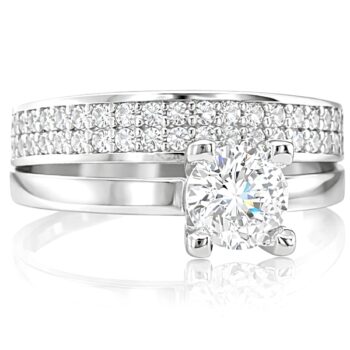 Fehér arany dupla sorköves eljegyzési gyűrű