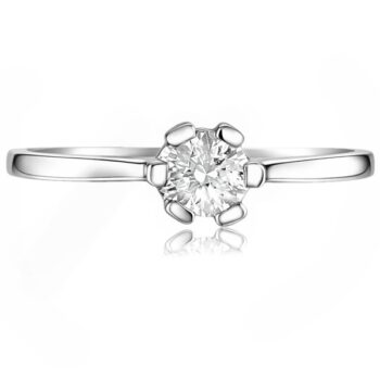 Fehér arany hatkarmos szoliter eljegyzési gyűrű