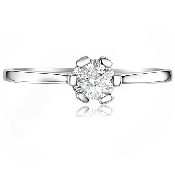 Fehér arany hatkarmos szoliter eljegyzési gyűrű