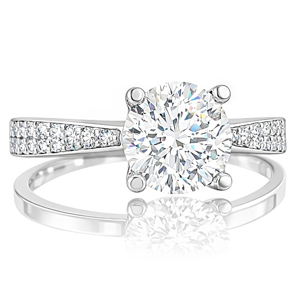 Fehér arany oldalköves eljegyzési gyűrű