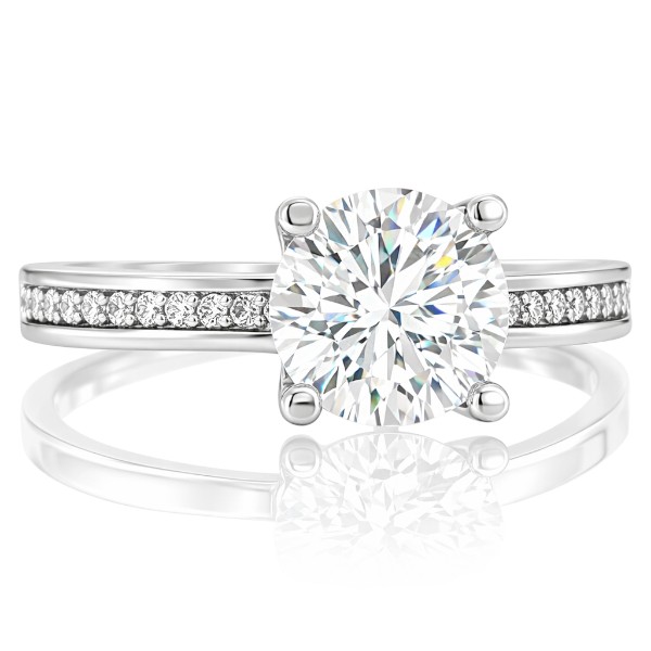 Fehér arany oldalköves eljegyzési gyűrű