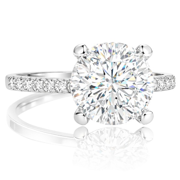 Fehér arany oldalköves eljegyzési gyűrű