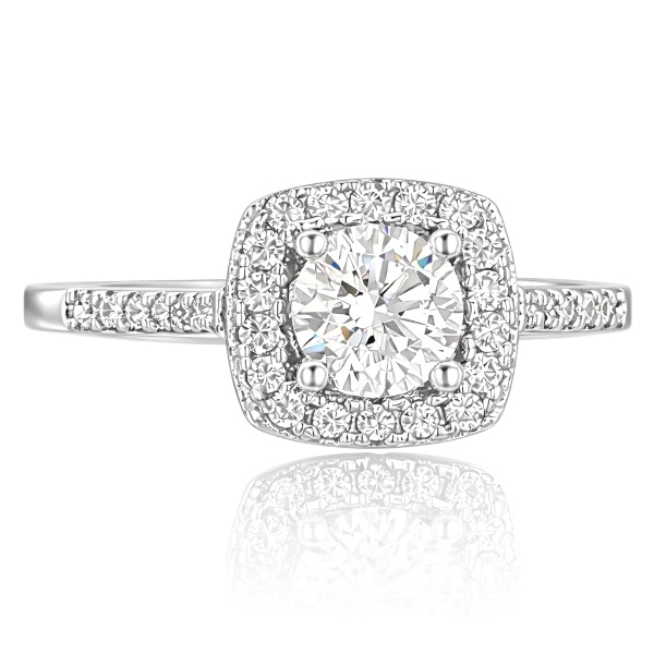 Fehér arany halo eljegyzési gyűrű