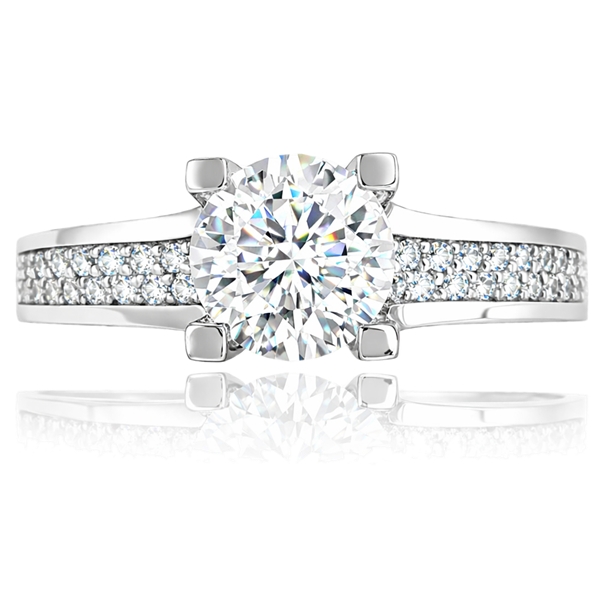 Fehér arany oldalköves eljegyzési gyűrű