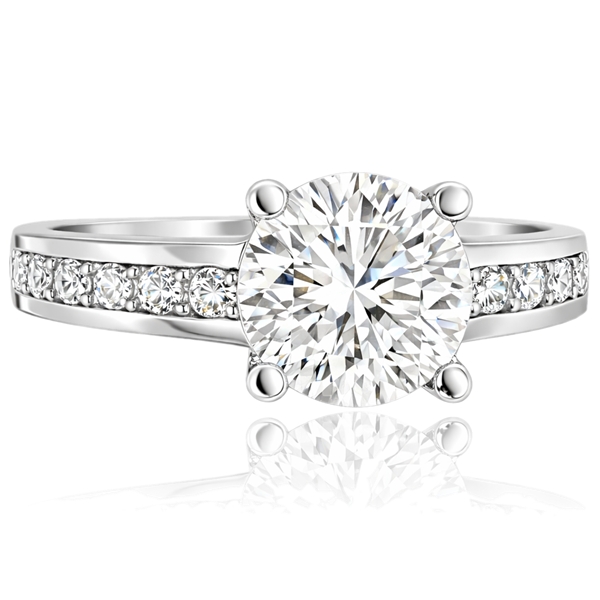 Fehér arany oldalköves eljegyzési gyűrű