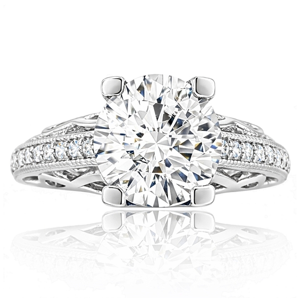 Fehér arany részletgazdag eljegyzési gyűrű