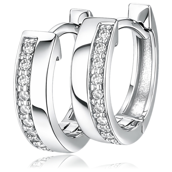 Fehér arany sorköves kis karika fülbevaló