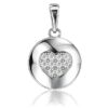 Fehér arany kerek szív medál cirkónia kövekkel
