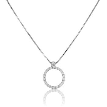 Fehér arany nyaklánc köves kör medállal