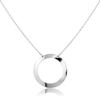 Fehér arany nyaklánc kör alakú medállal