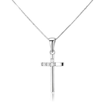 Fehér arany nyaklánc kereszt medállal