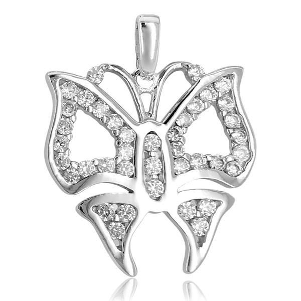 Fehér arany köves pillangó medál