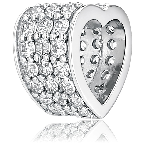 Fehér arany köves szív charm