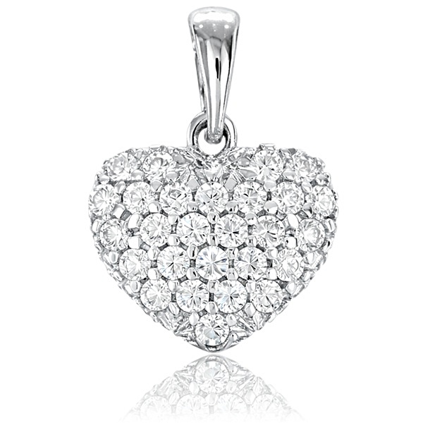 Fehér arany köves szív medál