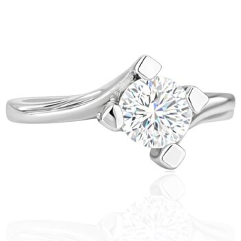 Fehér arany négykarmos szoliter eljegyzési gyűrű