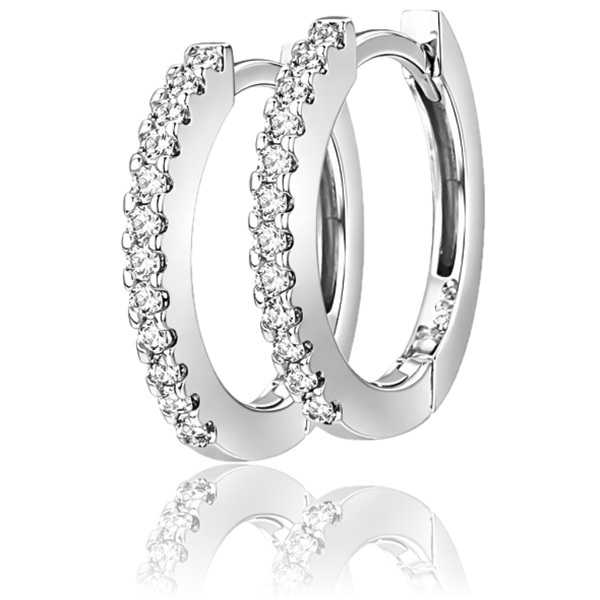 Fehér arany gyémánt köves karika fülbevaló