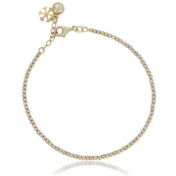 haromszinu-arany-karkoto Háromszínű arany karkötő gyémántvésett szemekkel