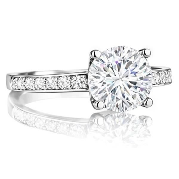 Fehér arany oldalköves eljegyzési gyűrű