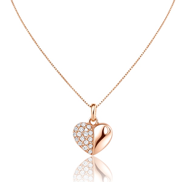 roze-arany-nyaklanc-2 Rozé arany nyaklánc köves szív alakú medállal