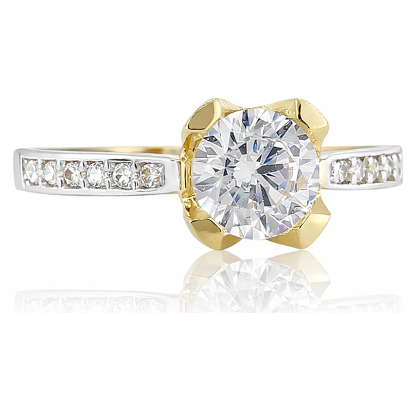 Sárga arany szoliter gyűrű cirkóniával