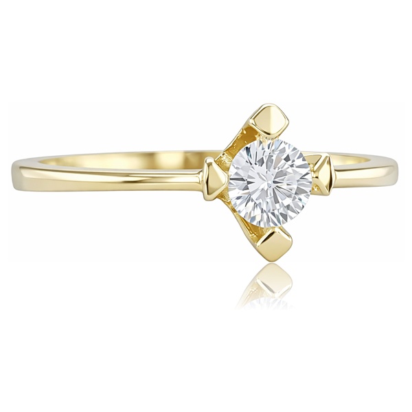 Sárga arany szoliter eljegyzési gyűrű egyedi foglalattal