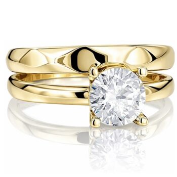 sarga-arany-eljegyzesi-gyuru-32 Sárga arany eljegyzési gyűrű és lapidált karikagyűrű szett