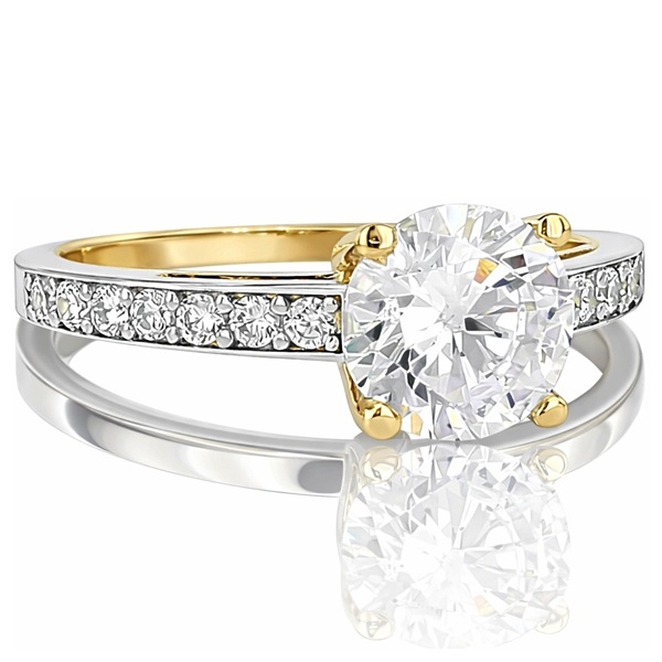 Sárga arany eljegyzési gyűrű oldalköves kialakítással