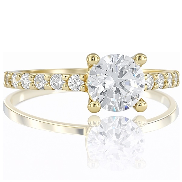 Sárga arany eljegyzési gyűrű oldalköves kialakítással