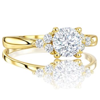 sarga-arany-eljegyzesi-gyuru-488 Sárga arany eljegyzési gyűrű háromköves kialakítással