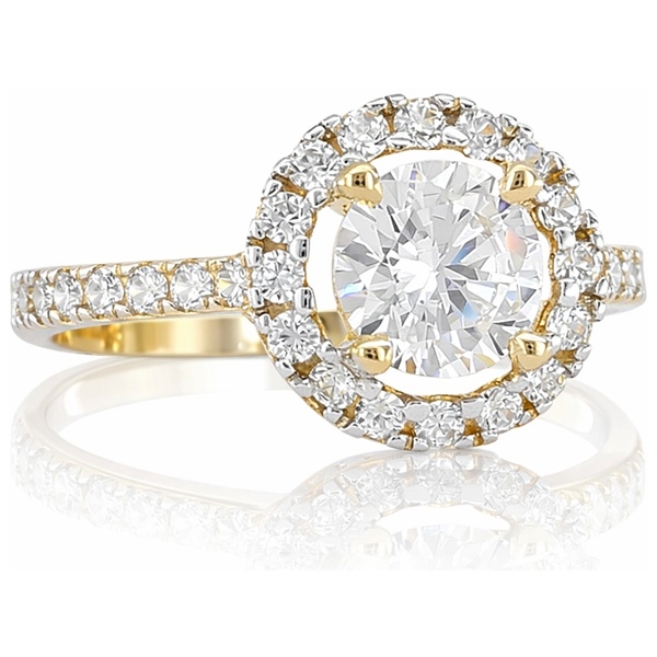 Sárga arany halo eljegyzési gyűrű