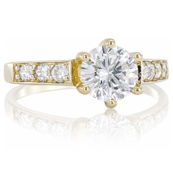 sarga-arany-eljegyzesi-gyuru-56 Sárga arany eljegyzési gyűrű hatkarmos foglalattal