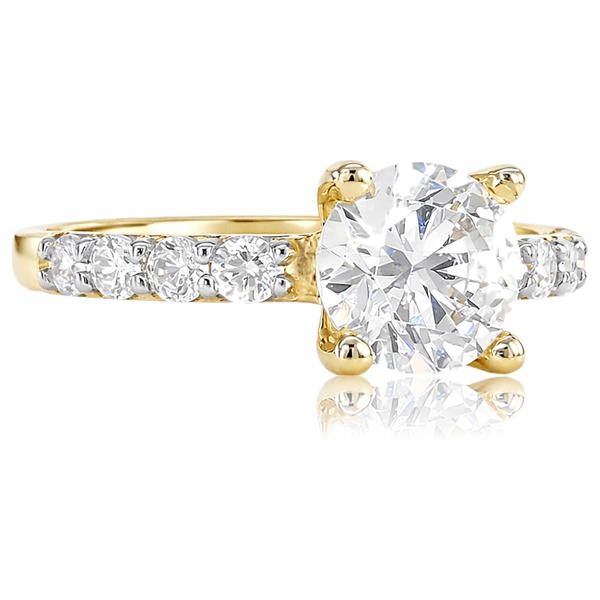 Sárga arany eljegyzési gyűrű oldalköves kialakítással