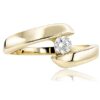 Sárga arany különleges szoliter eljegyzési gyűrű
