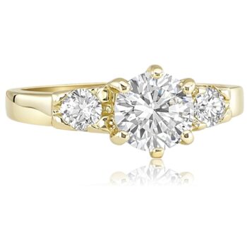 sarga-arany-eljegyzesi-gyuru-74 Sárga arany elegáns eljegyzési gyűrű oldalkövekkel