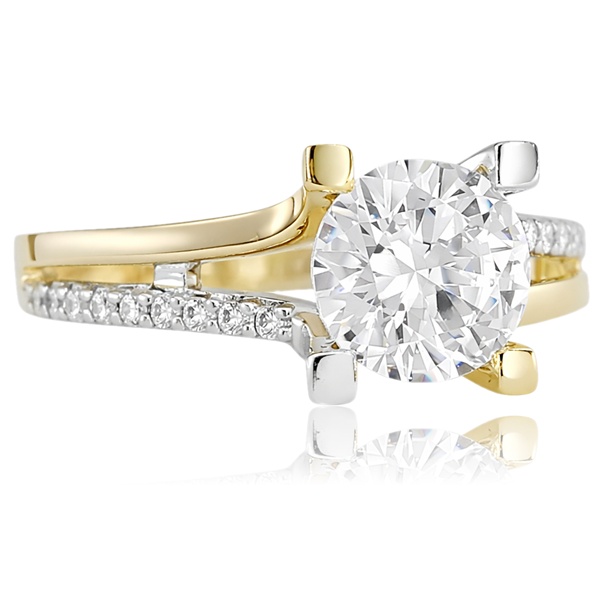 Sárga arany kétszínű szoliter eljegyzési gyűrű