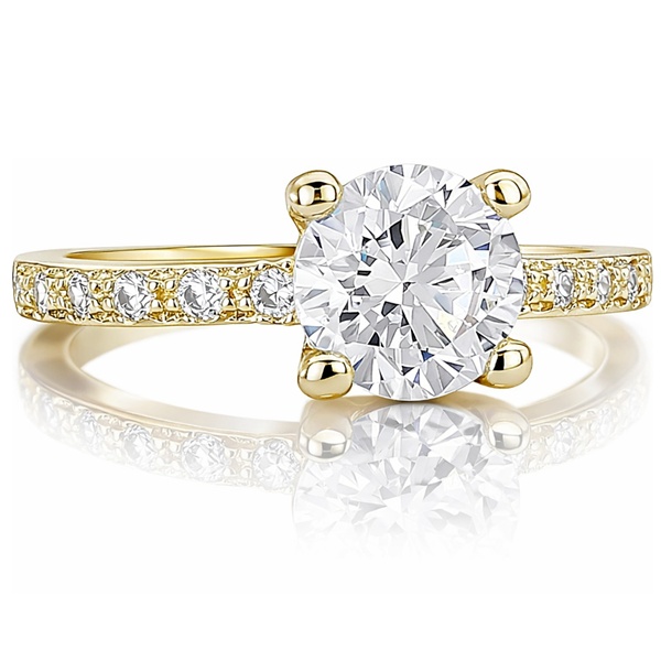 Sárga arany eljegyzési gyűrű oldalköves kialakítással