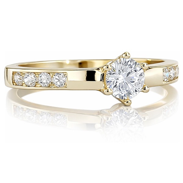 Sárga arany eljegyzési gyűrű klasszikus oldalköves stílusban