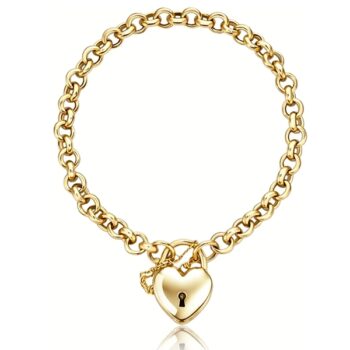 sarga-arany-karkoto-10 Sárga arany női karkötő szív lakattal