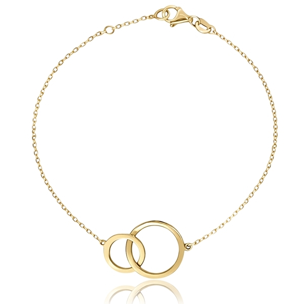 Sárga arany karkötő összekapcsolt karikával