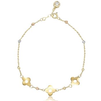 sarga-arany-karkoto-18 Sárga arany vékony karkötő virág motívummal