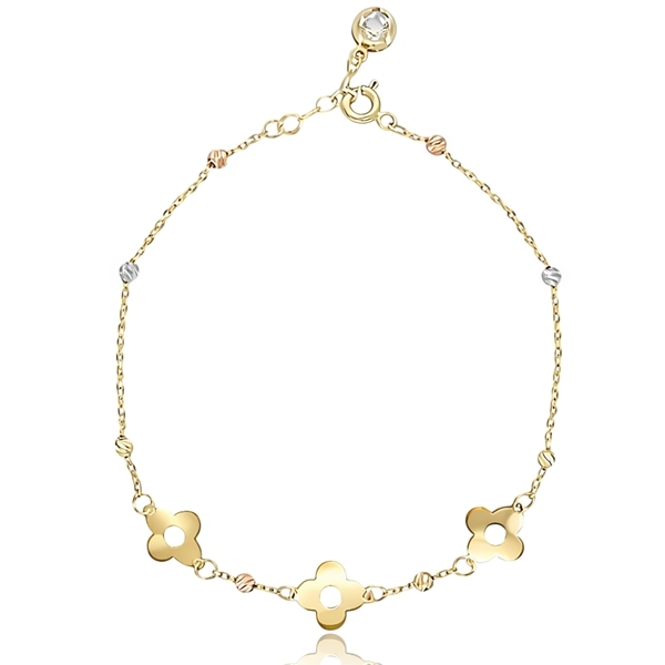 Sárga arany vékony karkötő virág motívummal