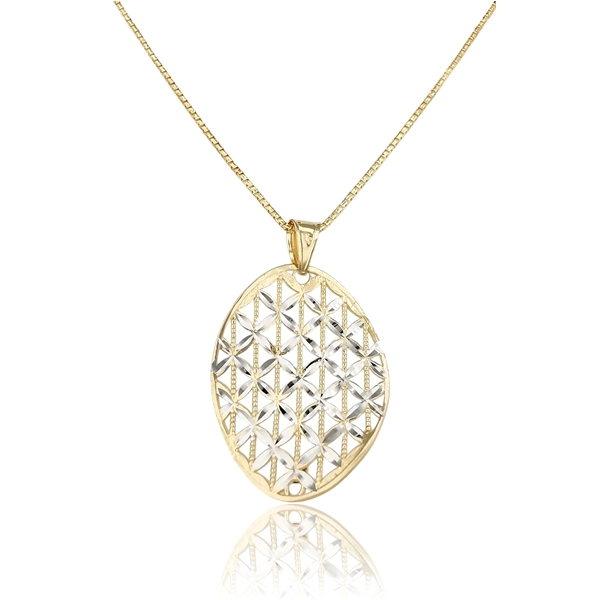 Sárga arany nyaklánc áttört ovál medállal
