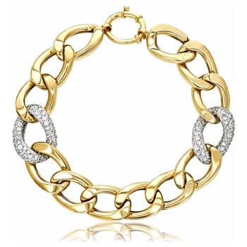 Vastag női arany karkötő köves láncszemekkel