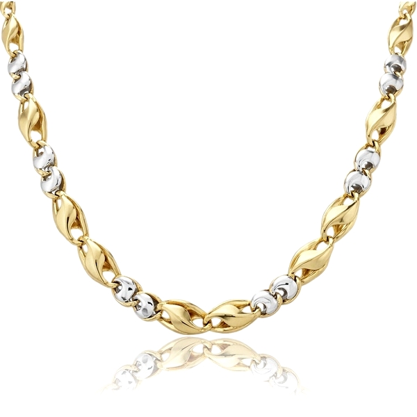 Kétszínű arany nyaklánc váltakozó szemekkel